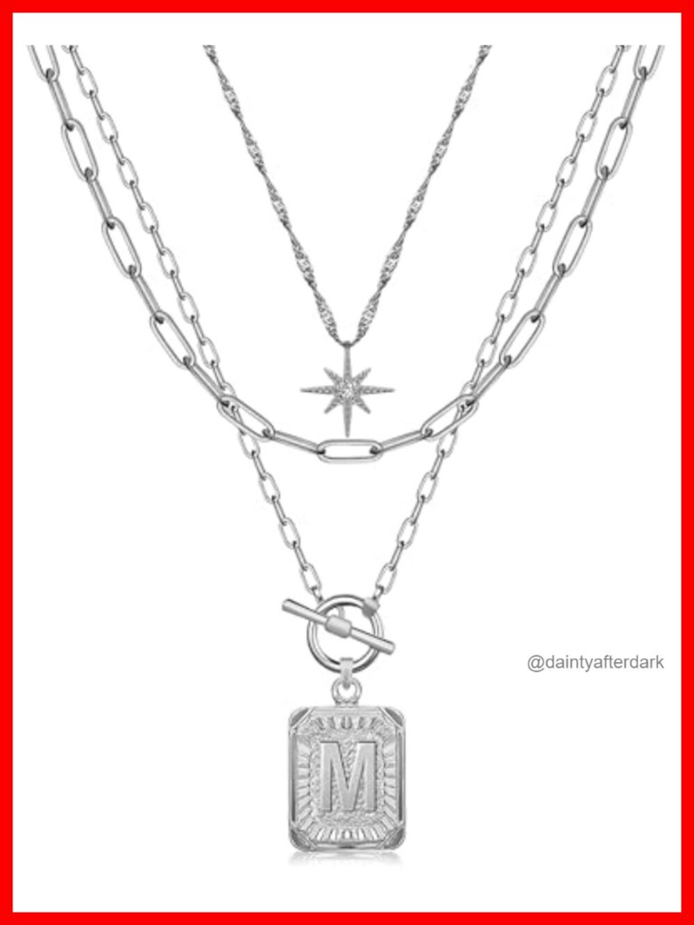 Layered Initial Necklaces 14K Gold Plated Brass Star Choker Square Letter